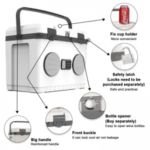 KOOLYOUNG  New Arrival 20L reusable Built-in FM Radio speakers audio system sound Popular Speaker Cooler Box Music for beach