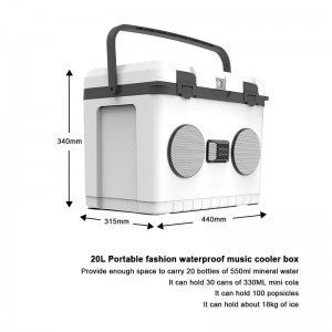 KOOLYOUNG  New Arrival 20L reusable Built-in FM Radio speakers audio system sound Popular Speaker Cooler Box Music for beach