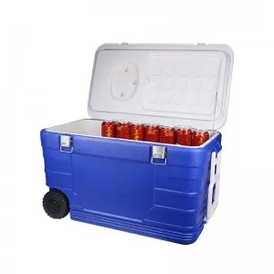 KYL52 52L Blue Color wheeled Outdoor Picnic Camping Ice chest Cooler Box